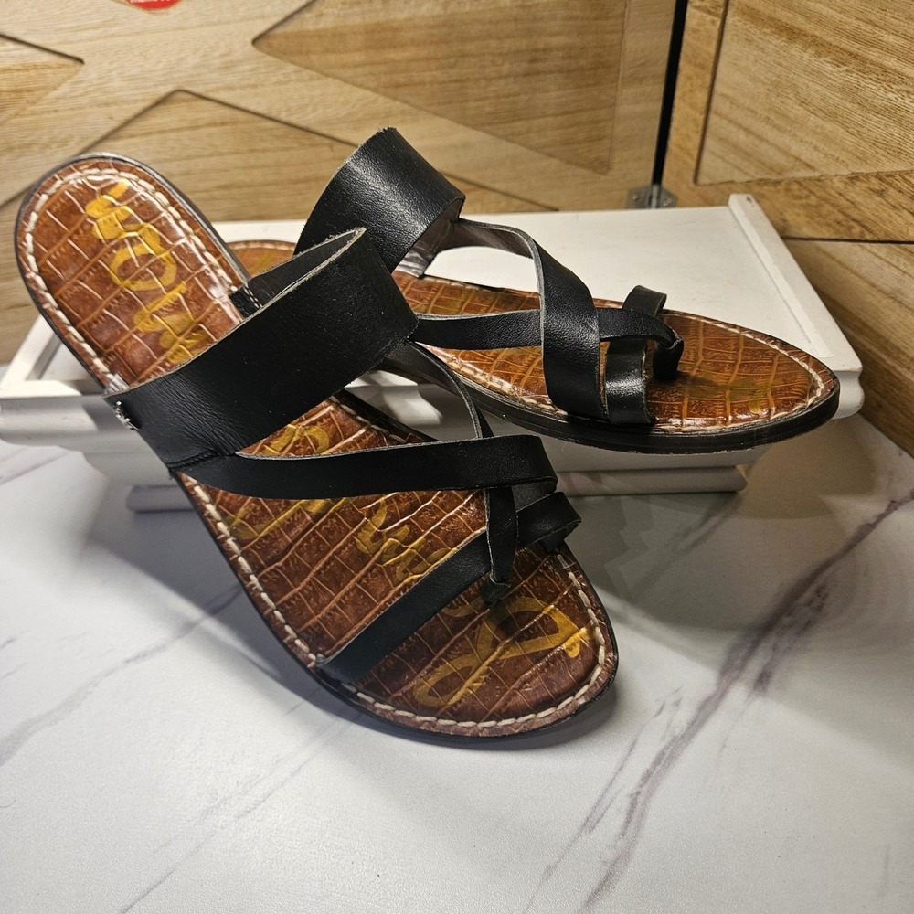 Sam Edelman Gael Black Thong Toe-loop Sandals Women's 7.5 Biblical Exc Cond #590